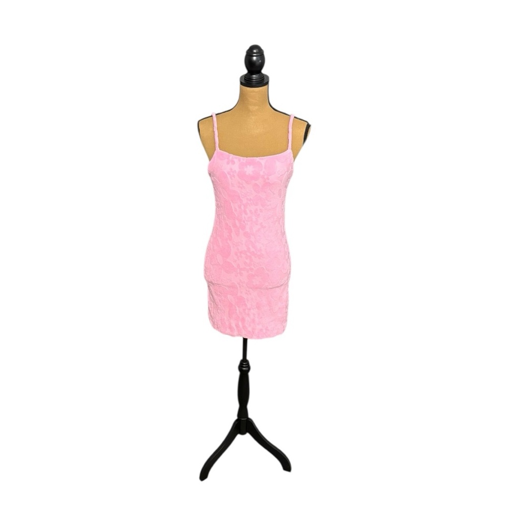 Forever 21 x Barbie Pink Mini Dress Small Floral  Terry Bodycon Y2K Barbiecore